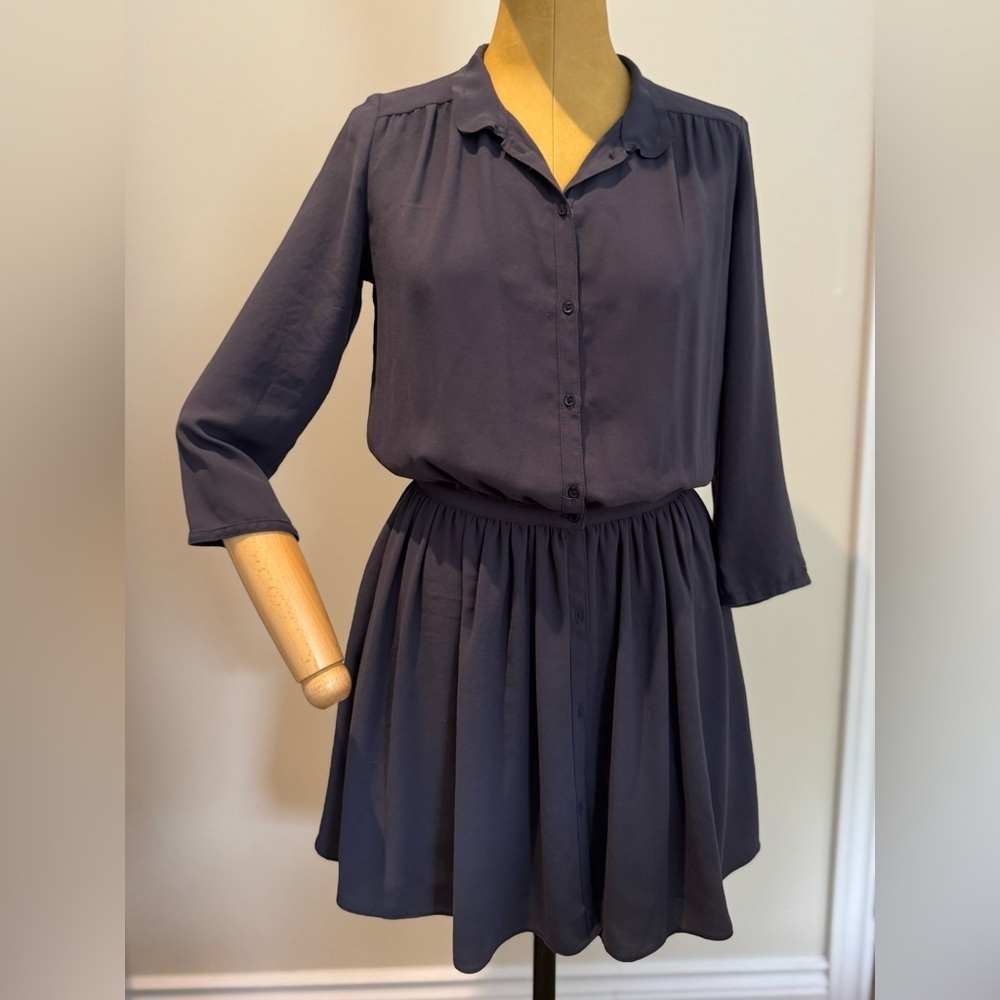 ARITZIA WILFRED dark grey long sleeve button up dress (XS)